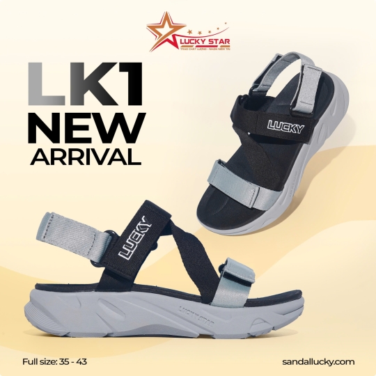 Sandal Nam Nữ Đi Học Xám Phối Đen